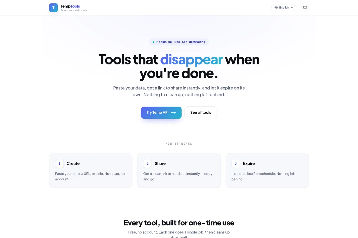 TempTools — Temporary Web Tools