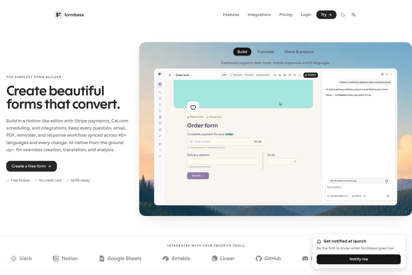 formbase — Free multilingual form builder