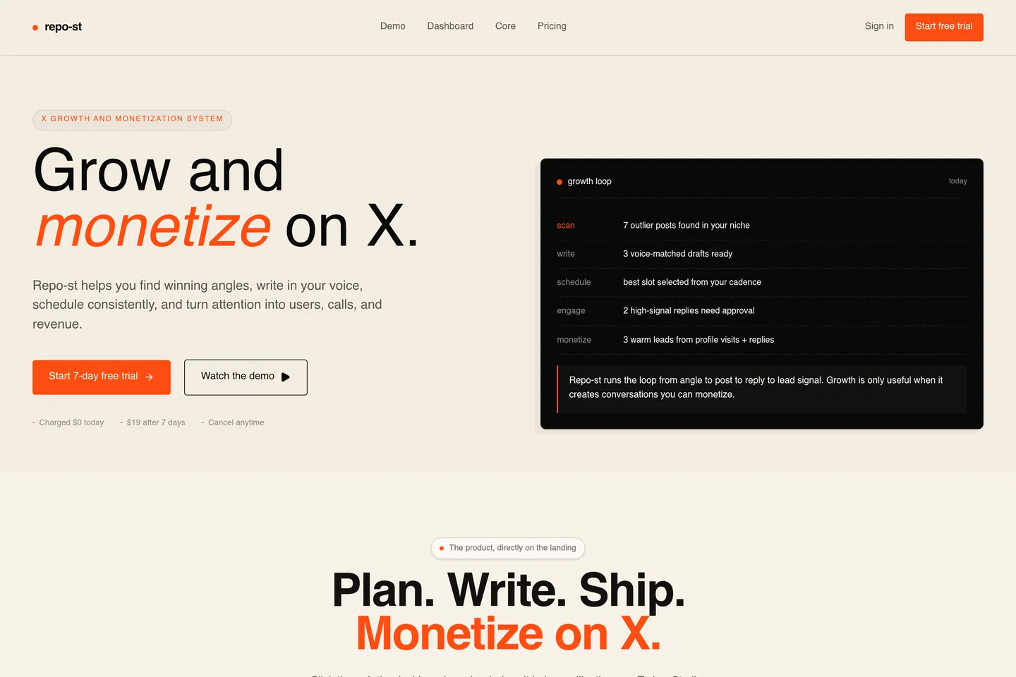 Repo-st - Grow and monetize on X. screenshot