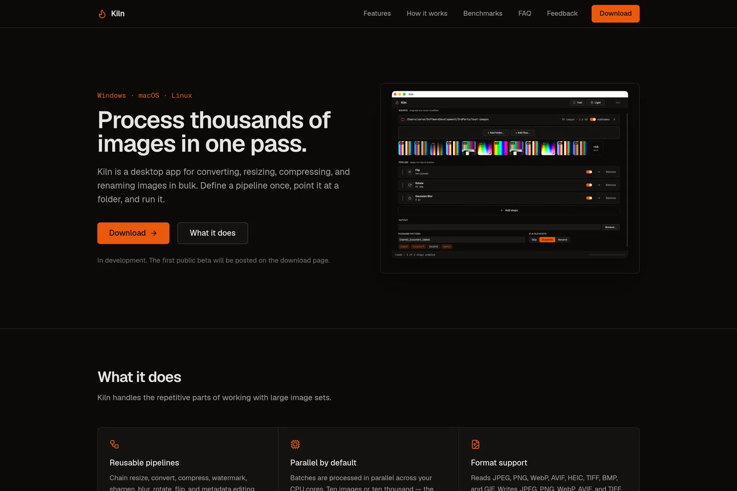 Kiln — batch image processing for the desktop screenshot