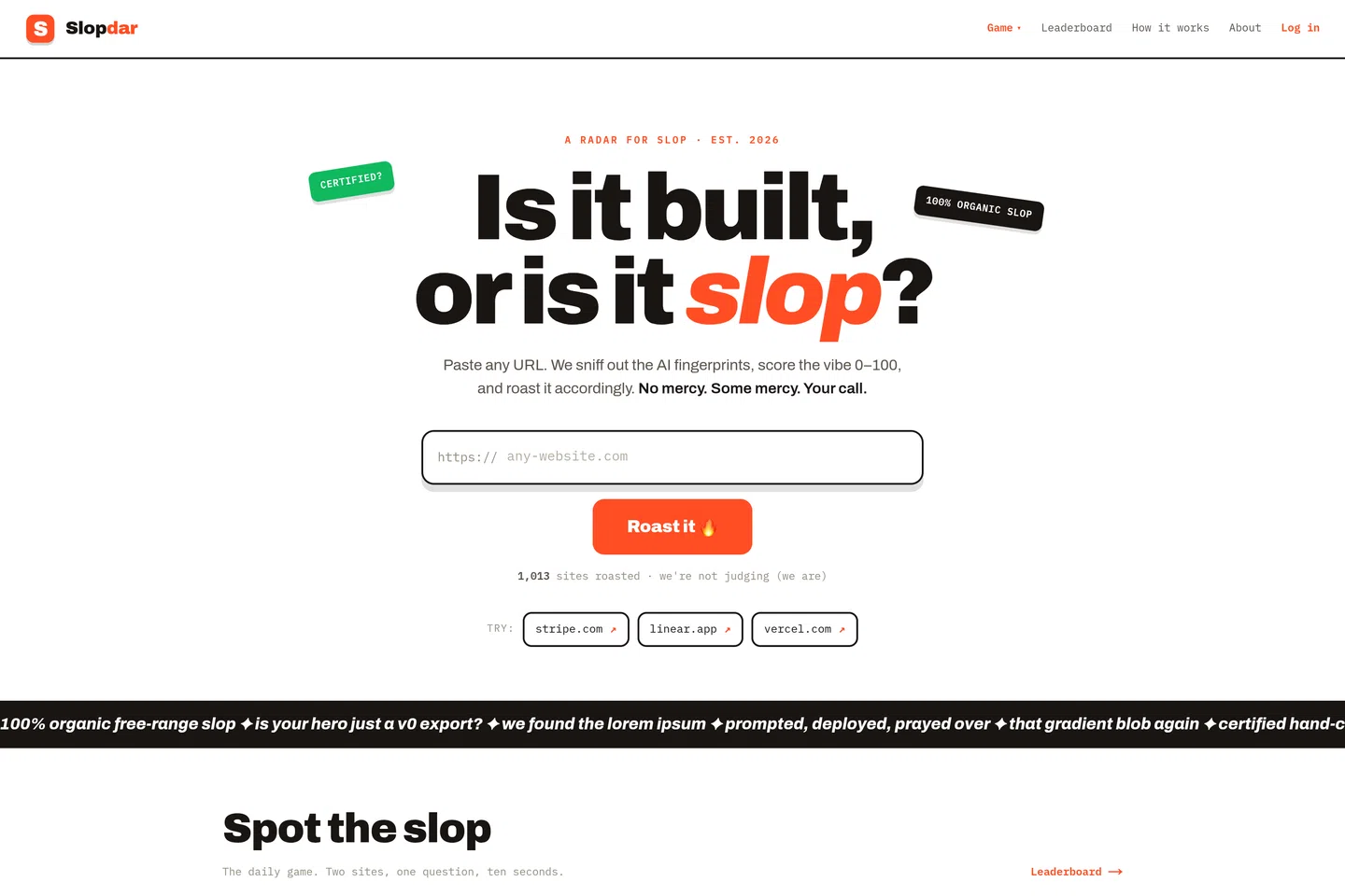 Slopdar: Is it built or is it slop?