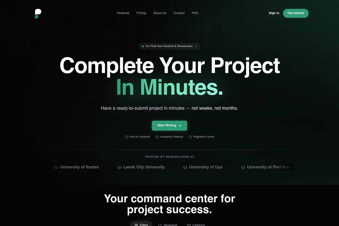 ProjectWriter — AI-Powered Academic Writing for Students screenshot